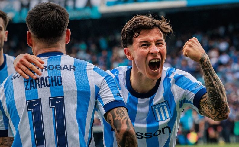 El festejo de Racing en el clásico ante Independiente