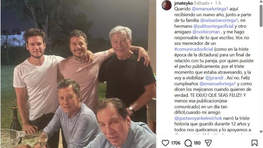El letal posteo de Mateyko contra Julieta Prandi