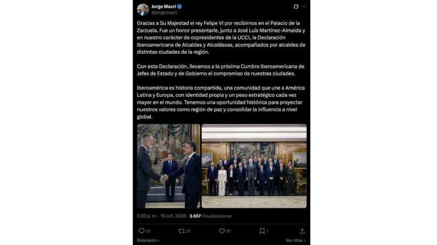 Jorge Macri se reunió con el rey Felipe VI en España