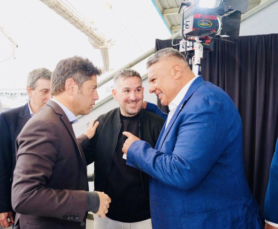 Maxi Levy con Claudio Chiqui Tapia y Axel Kicillof