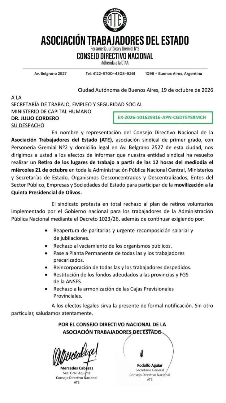 Comunicado ATE