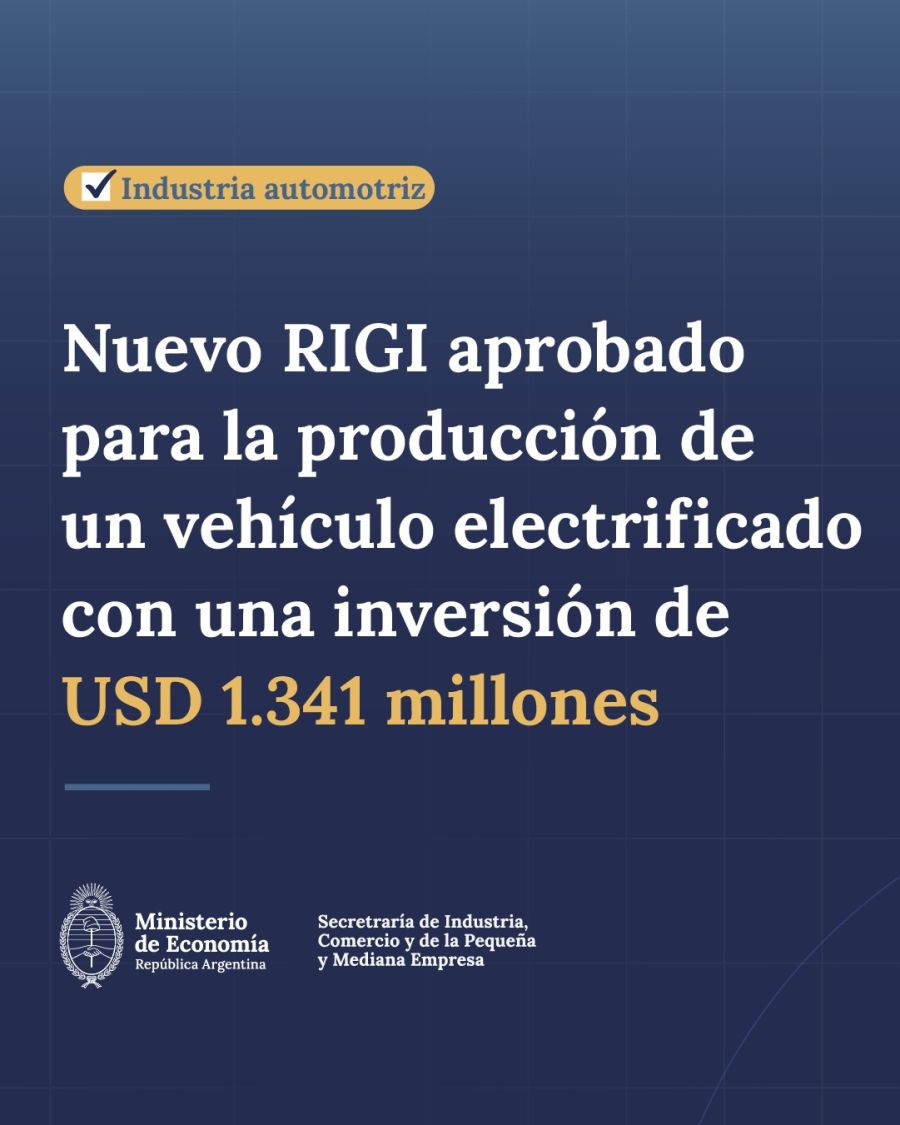 Nuevo RIGI aprobado para auto eléctrico.