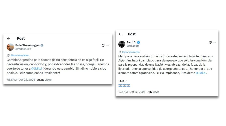 Posteos - Saludos por cumpleaños a Javier Milei