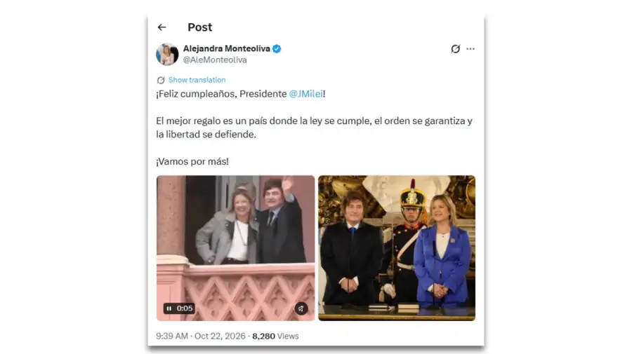 Posteos - Saludos por cumpleaños a Javier Milei