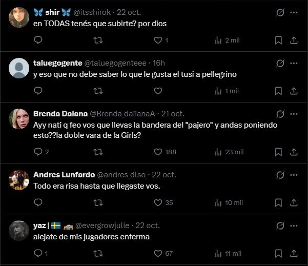 Las críticas hacia Nati Jota por elogiar a Marco Pellegrino, jugador de Boca