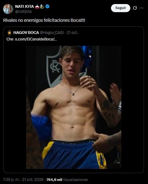 Nati Jota y su elogio hacia Marco Pellegrino, jugador de Boca