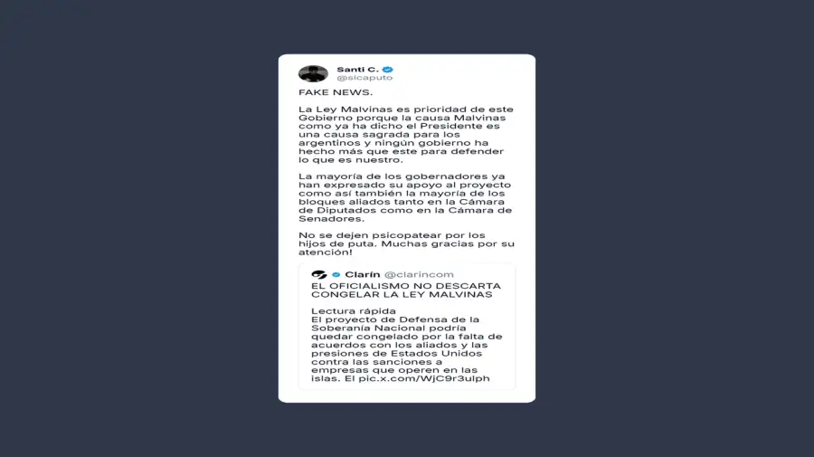 Santiago Caputo sobre la Ley Malvinas