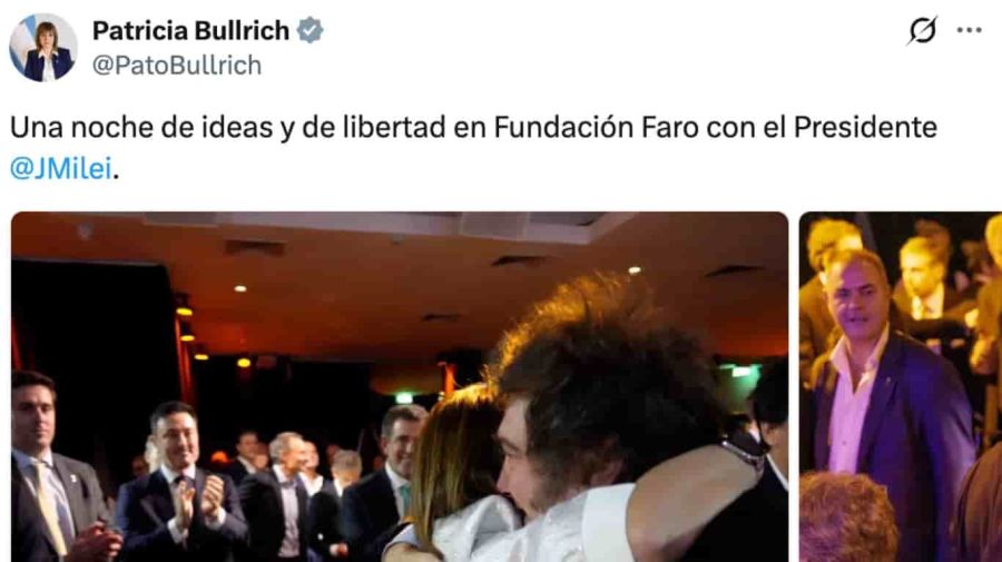 Patricia Bullirch publicacion en X con Javier Milei