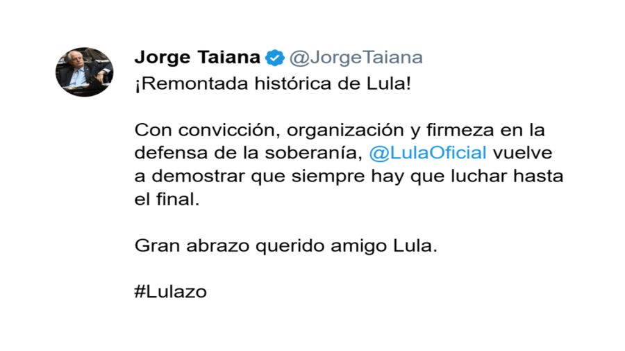 Jorge Taina sobre Lula 