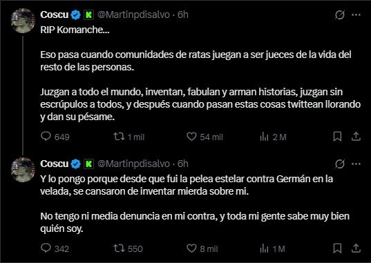 Streamers despiden a El Komanche