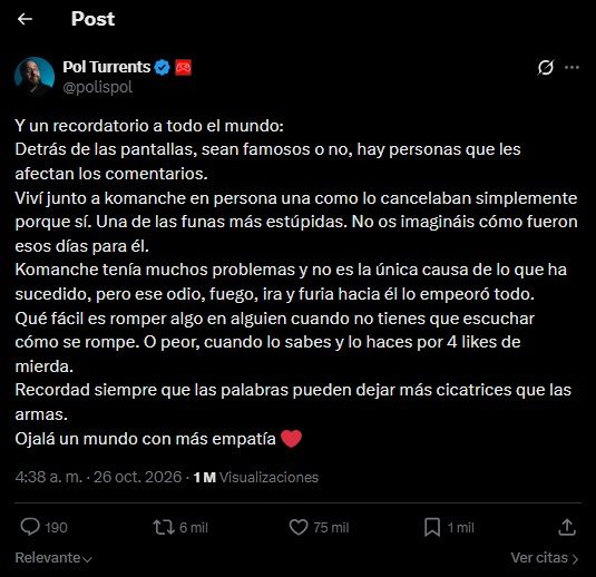 Streamers despiden a El Komanche