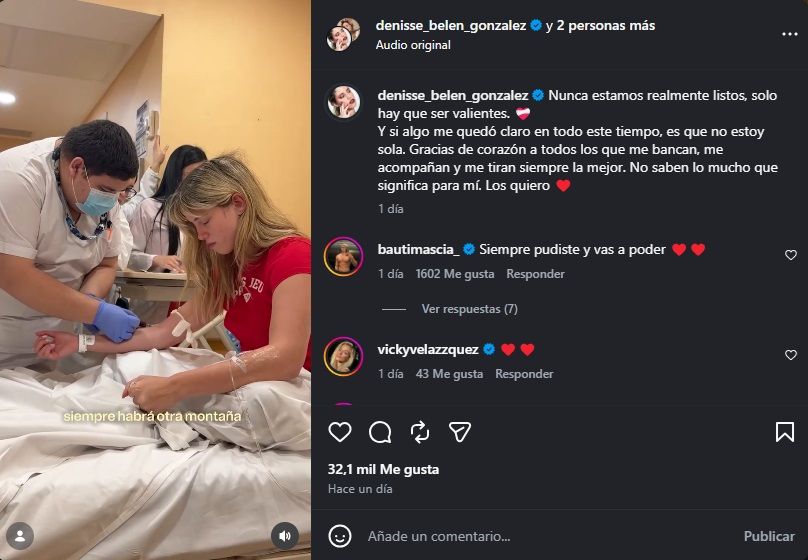 Denisse González tras haber sido de alta de su cuarta internación