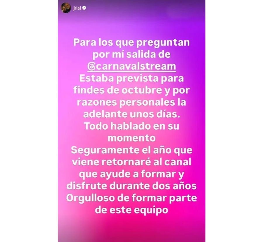 Jorge Rial tras su salida de Carnaval Stream