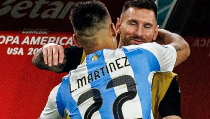 El abrazo entre Lautaro Martínez y Lionel Messi