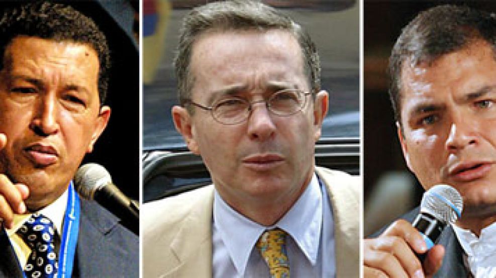 Chávez, Uribe y Correa, los protagonistas de una profunda crisis diplomática. 