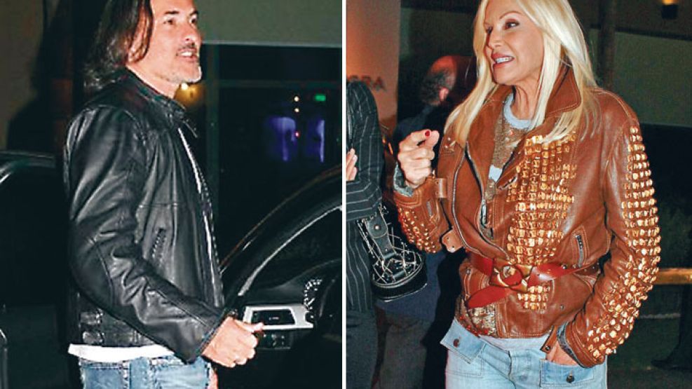 Coincidieron con el estilo de cuero; ella con campera de Cavalli.