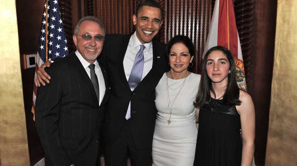Gloria y Emilio Estefan con Barack Obama
