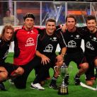 Caniggia, Goycochea, Acosta, Redondo y Tinelli con la Copa