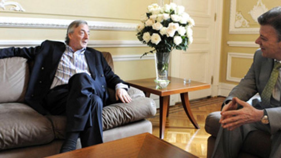 Néstor Kirchner, durante su encuentro con Santos.