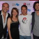 Ludovico Di Santo, Gabriela Toscano, Gastón Grande y Nacho Goano en el evento lanzamiento de la TV FULL 3D de LG, en Sitio Palermo