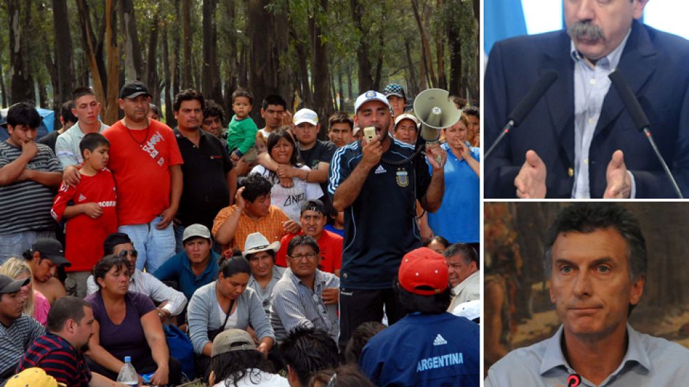 Los representantes de la toma del Parque, Aníbal Fernández y Mauricio Macri dieron sendas conferencias de prensa.