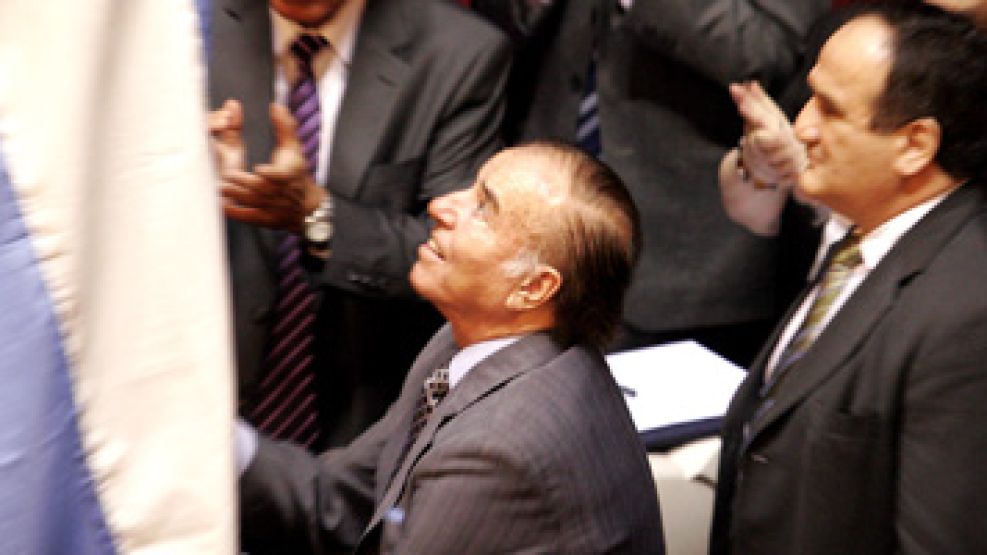 El senador Menem casi no asistió a la Cámara alta en 2010 alegando problemas de salud, pero izó la bandera en una sesión extraordinaria en diciembre.