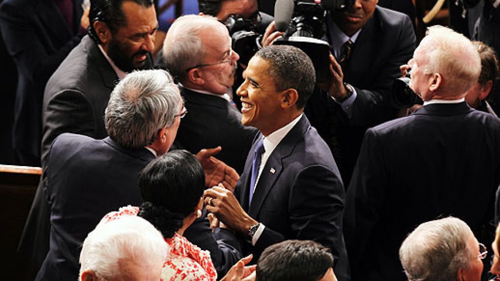 Obama, distendido en el Congreso estadounidense.