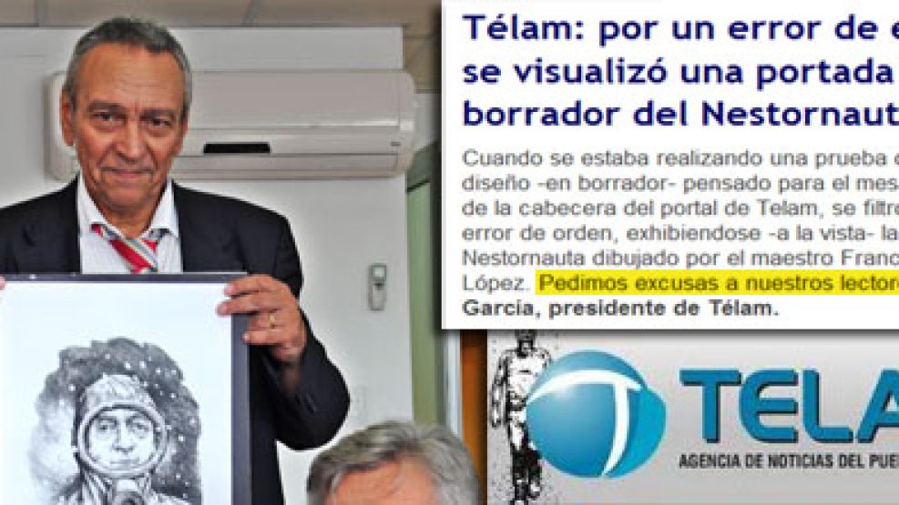 El presidente de Télam, su aclaración y el logo del Néstornauta.