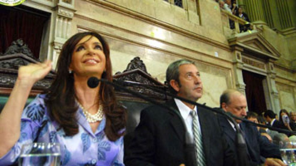 Cristina Fernández de Kirchner en la inauguración de las sesiones ordinarias de 2010.