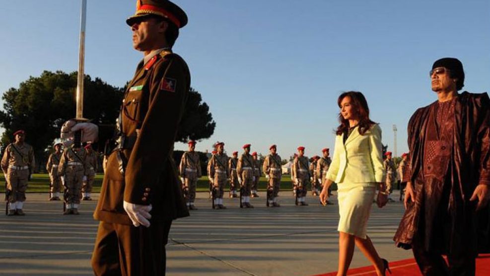 La presidenta Cristina Fernández visitó Libia en 2008.