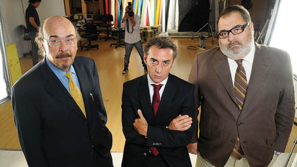 Joaquín Morales Solá, Luis Majul y Jorge Lanata en Editorial Perfil.