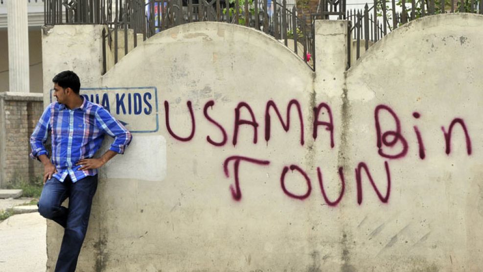 Un grafiti en el pueblo de Osama.