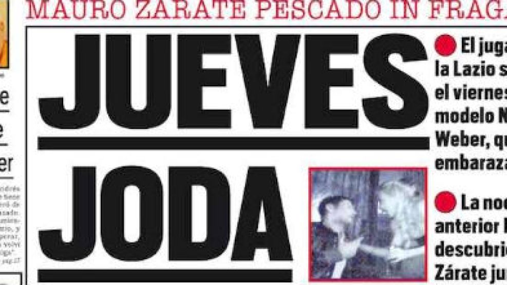 El diario Libre sacó en tapa la fiesta de Zárate, una noche antes de su boda.