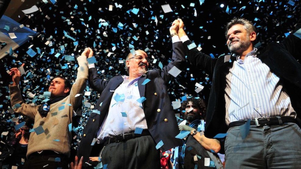 Cabandié, Tomada y Filmus, durante el acto de ayer.