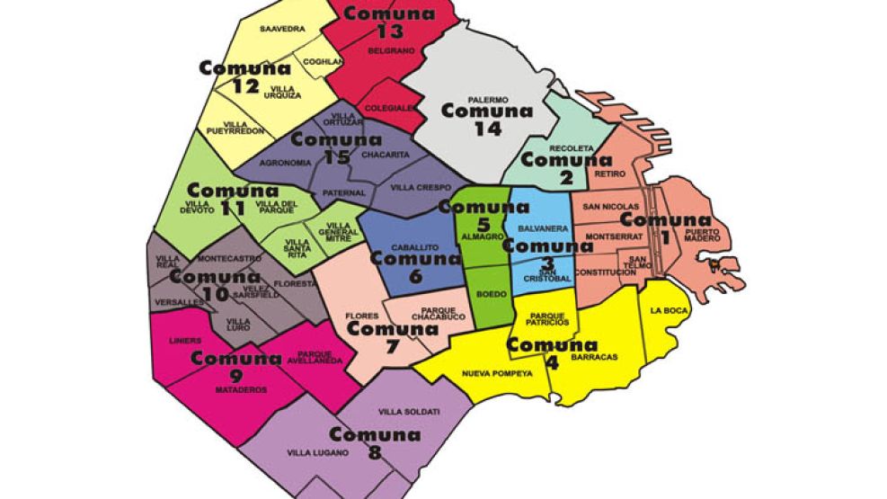 La ciudad de Buenos Aires se dividió en comunas.