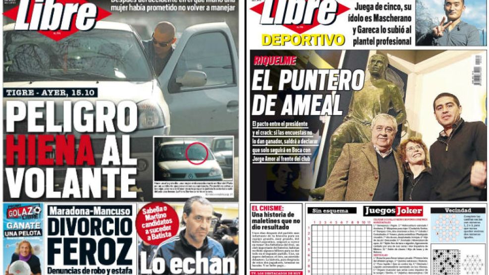 Tapa y contratapa del diario más rápido del país.