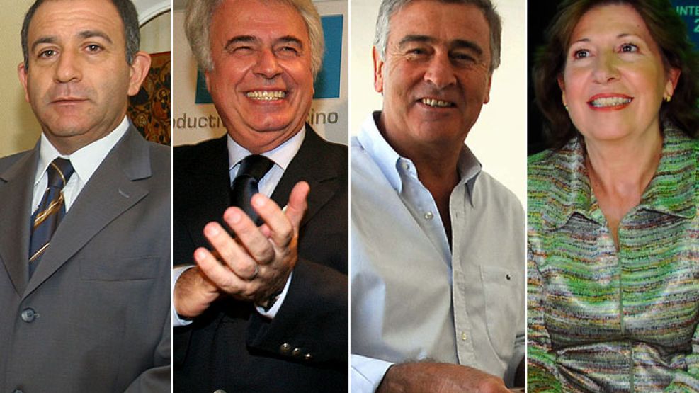 Los candidatos. Luis Juez, José Manuel De la Sota, Oscar Aguad y Griselda Baldata.