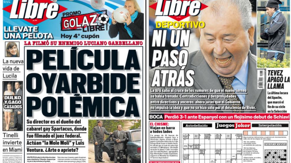 Tapa y contratapa del diario más rápido del país.