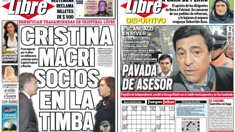 Tapa y contratapa del diario más rápido del país.