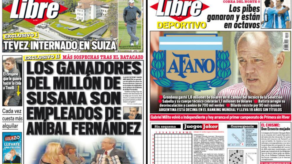 Tapa y contratapa del diario más rápido del país. 