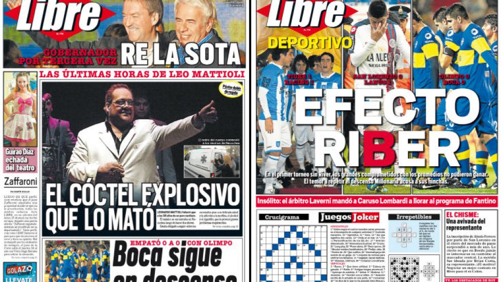 Tapa y contratapa del diario más rápido del país.