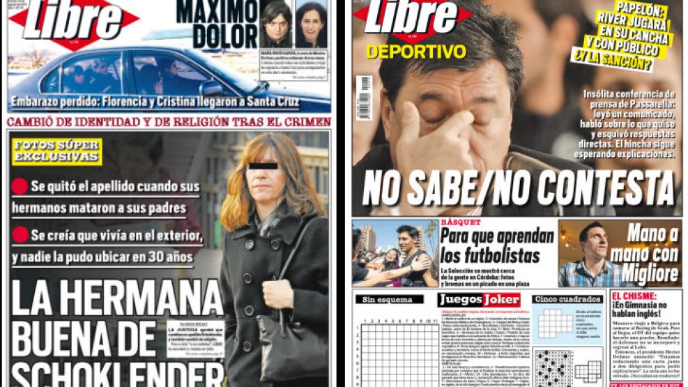 Tapa y contratapa del diario más rápido del país. 