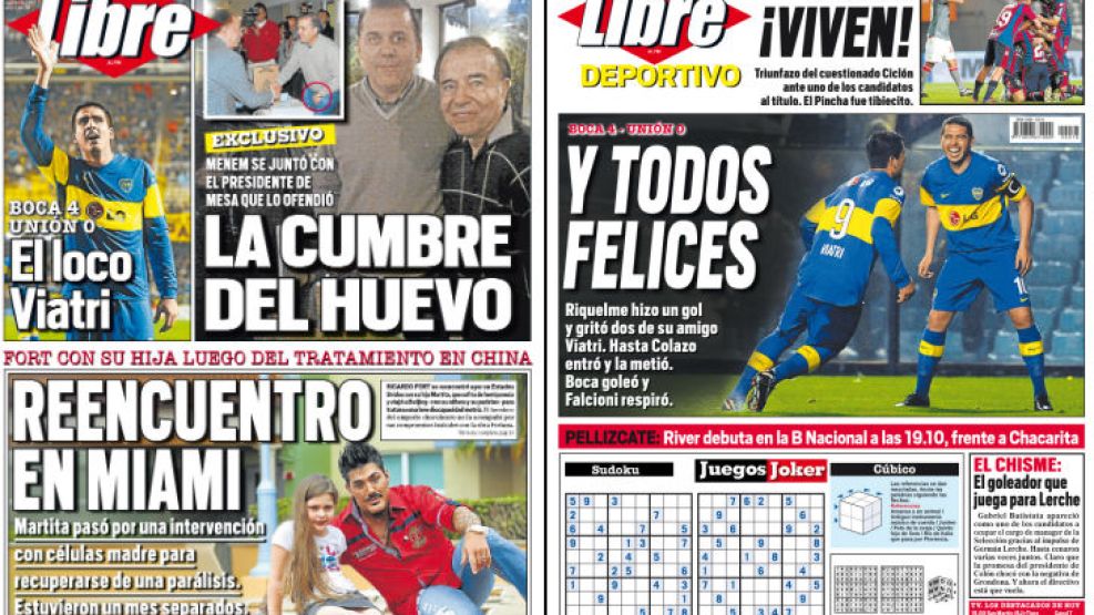 Tapa y contratapa del diario más rápido del país. 