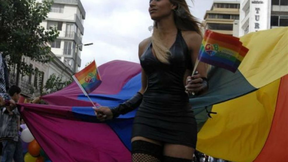 Manifestantes durante la Marcha del Orgullo Gay en Quito pidieron ser recibidos por el presidente Correa.