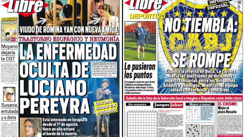 Tapa y contratapa del diario más rápido del país.