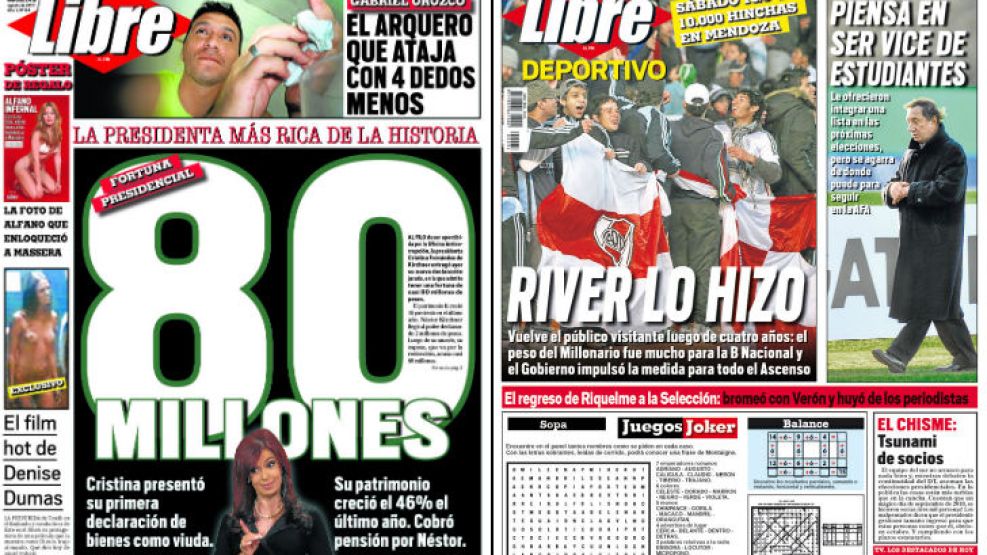 Tapa y contratapa del diario más rápido del país.