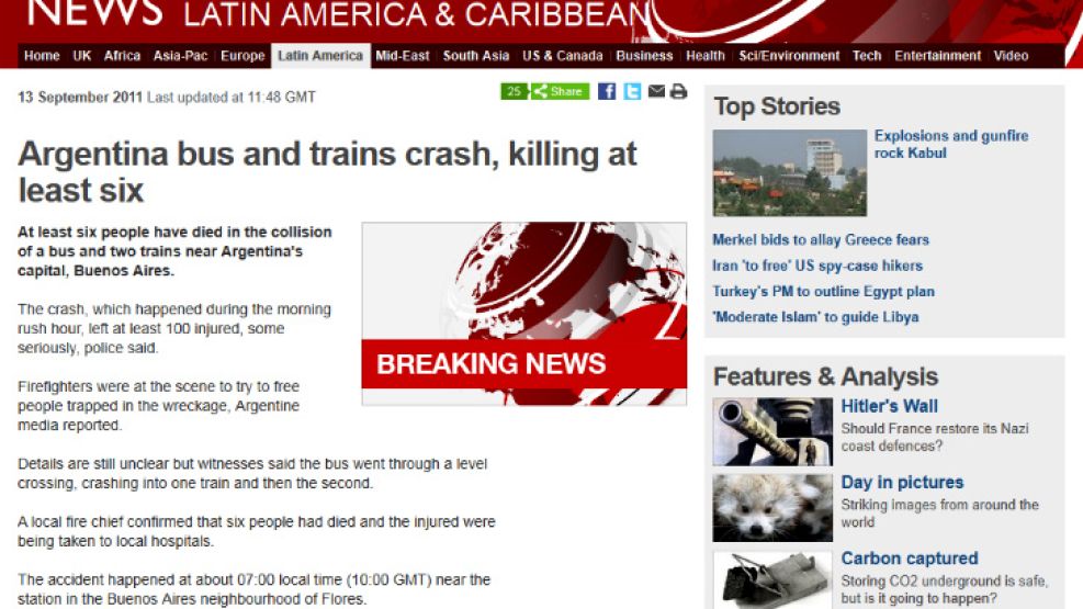 Captura de la web de noticias de la BBC.