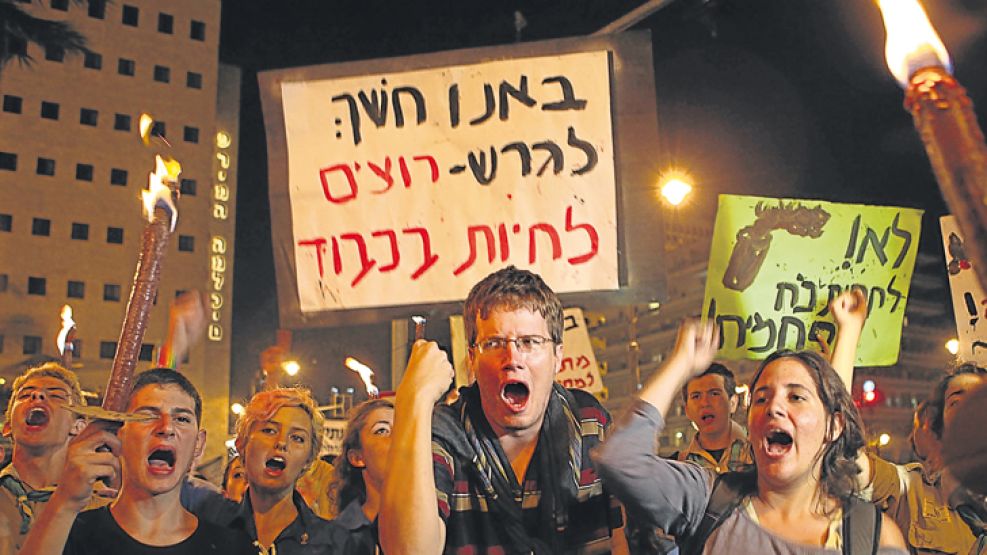 Indignacion de Tel Aviv. Los jóvenes que quieren más gasto social marcharon en agosto pasado.