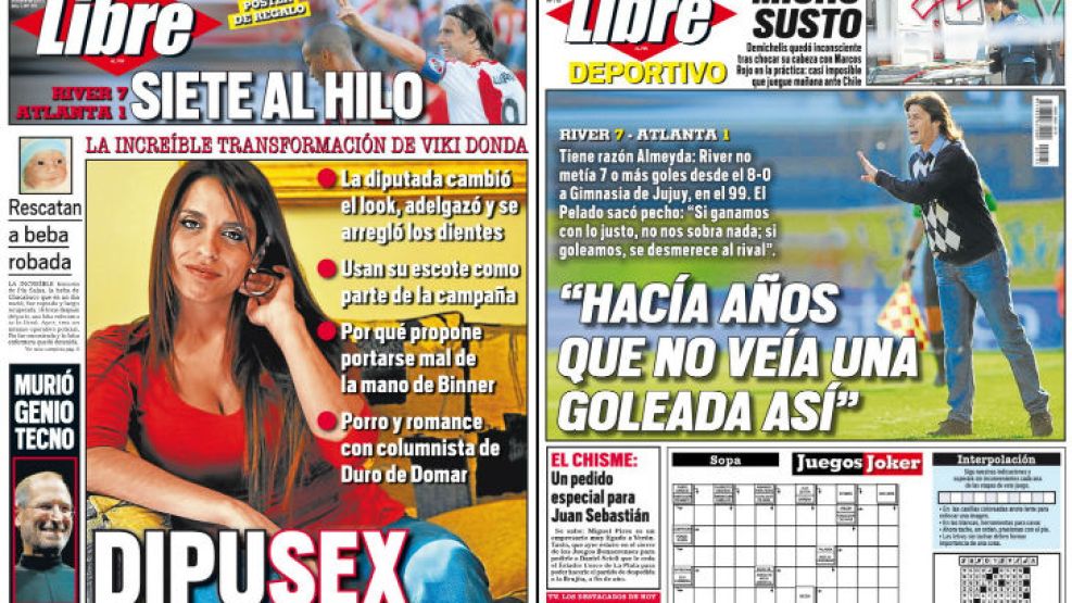 Tapa y contratapa del diario más rápido del país.