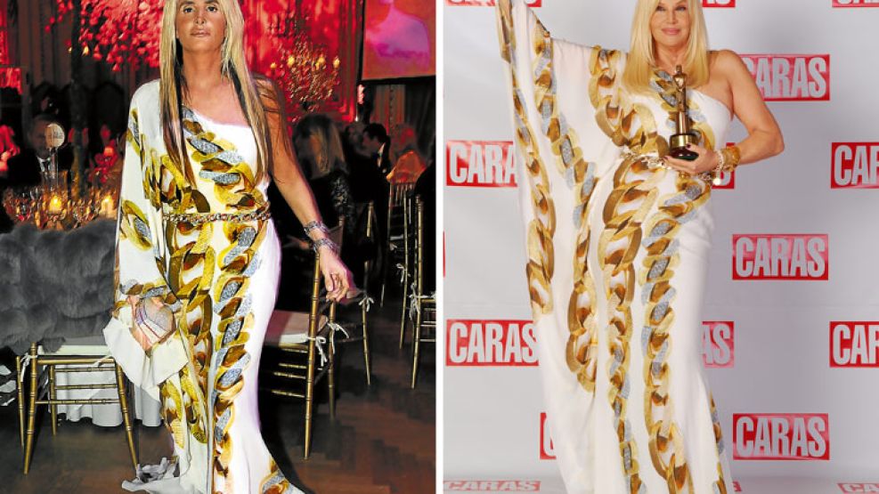 Mercedes Sarrabayrousse en la gala de "Famosos por la Vida" en el Hotel Alvear con el vestido que su madre usó cuando ganó el Martín Fierro hace dos años.